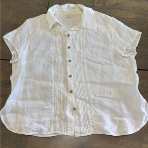 J. Jill Large Blouse Womens White 100% Linen Beach Breezy Top Summer Spring Boho